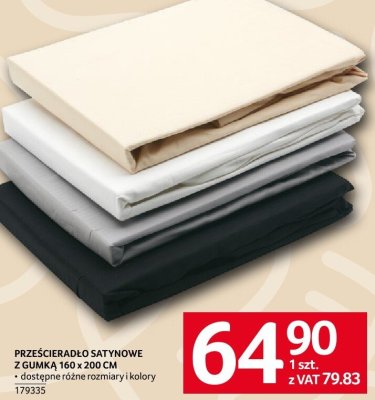 PRZEŚCIERADŁO SATYNOWE Z GUMKĄ 160 x 200 CM promocja w Selgros