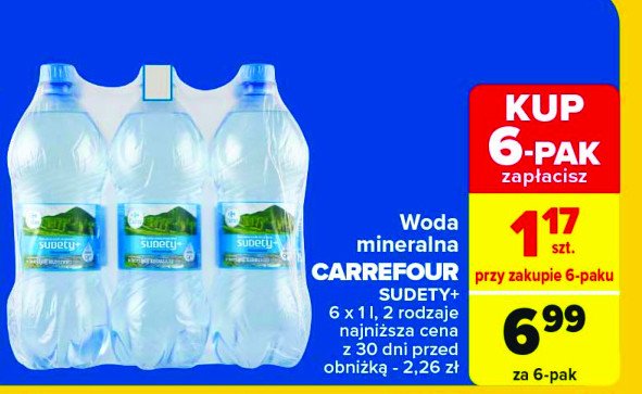 Woda niegazowana Carrefour sudety+ promocja