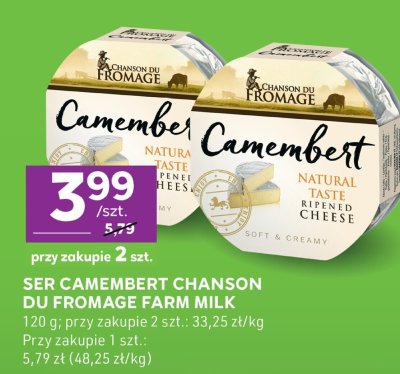 Ser Camembert Chanson du Fromage Farm Milk promocja w Stokrotka