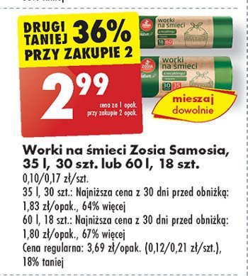 Worki na śmieci wiązane 35 l Zosia samosia promocja