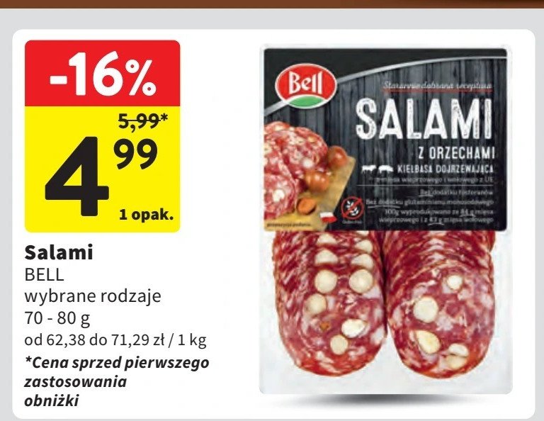 Salami z orzechami laskowymi Bell polska promocja