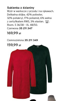 Sukienka z dzianiny ciemnozielona promocja w Tchibo