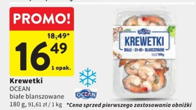 Krewetki OCEAN białe blanszowane promocja w Intermarche
