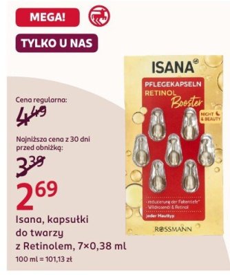 Kapsułki Isana do twarzy z Retinolem, 7×0,38 ml promocja w Rossmann