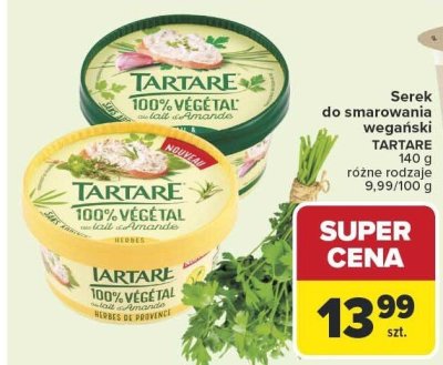 Serek do smarowania wegański TARTARE 140g różne rodzaje promocja w Carrefour Market