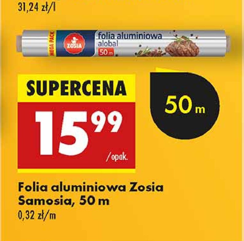 Folia aluminiowa 50 m Zosia samosia promocja