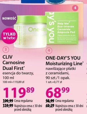 Esencja ONE-DAY’S YOU Moisturizing Line nawilżające płatki z ceramidami, 90 szt./1 opak. promocja w Hebe