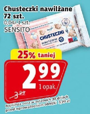 Chusteczki nawilżane 72 szt. SENSITO promocja w Prim Market