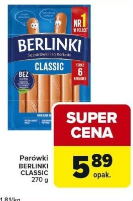 Parówki BERLINKI CLASSIC 270g promocja w Globi
