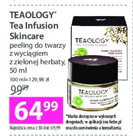 Peeling do twarzy zielona herbata i cukier Teaology tea infusion skincare promocja