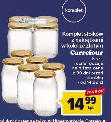Słoiki z nakrętkami złotymi 900 ml Carrefour promocja