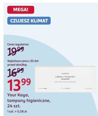 Tampony higieniczne Your Kaya, tampony higieniczne, 24 szt. promocja w Rossmann