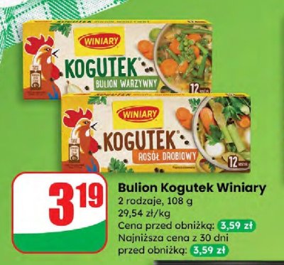 Bulion Kogutek Winiary 2 rodzaje, 108 g promocja w Dino