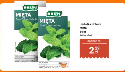 Herbatka ziołowa Mięta Belin 24 torebki promocja w Dino