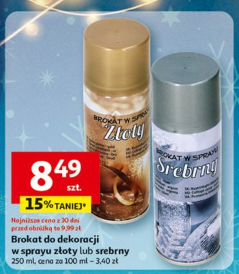 Brokat do dekoracji w sprayu złoty lub srebrny promocja w Auchan
