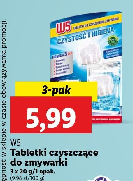 Tabletki do czyszczenia zmywarki W5 promocja