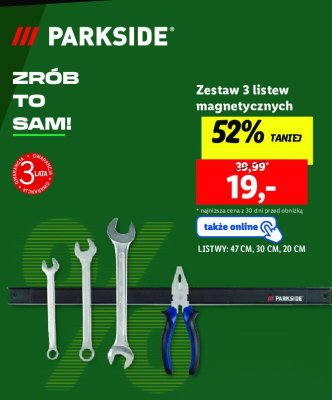 Zestaw listew magnetycznych 47 cm +30 cm + 20 cm Parkside promocja