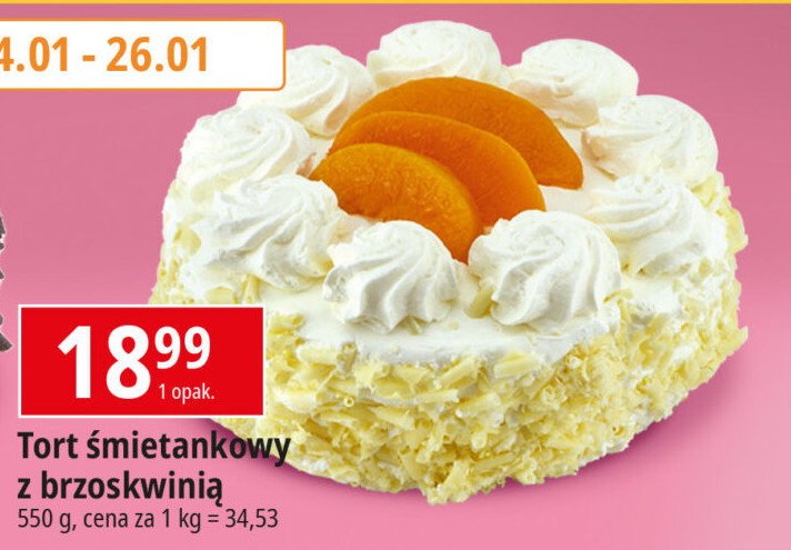 Tort śmietankowy z brzoskwiniami promocja