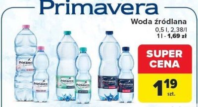 Woda źródlana PRIMAVERA 6x0,5l promocja w Carrefour