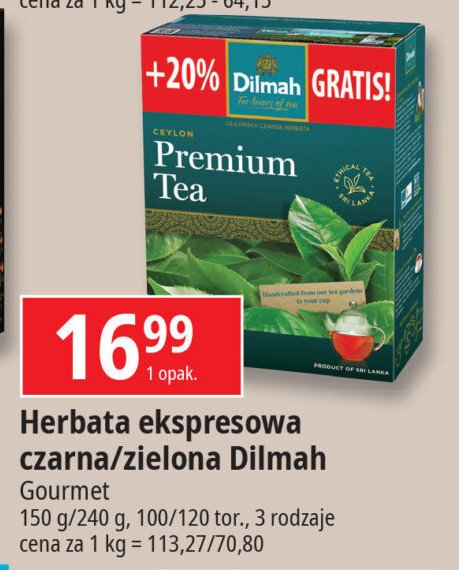 Herbata pure green Dilmah green tea promocja