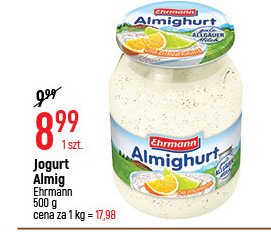 Jogurt nektarynka - pomarańcza Ehrmann almighurt promocja