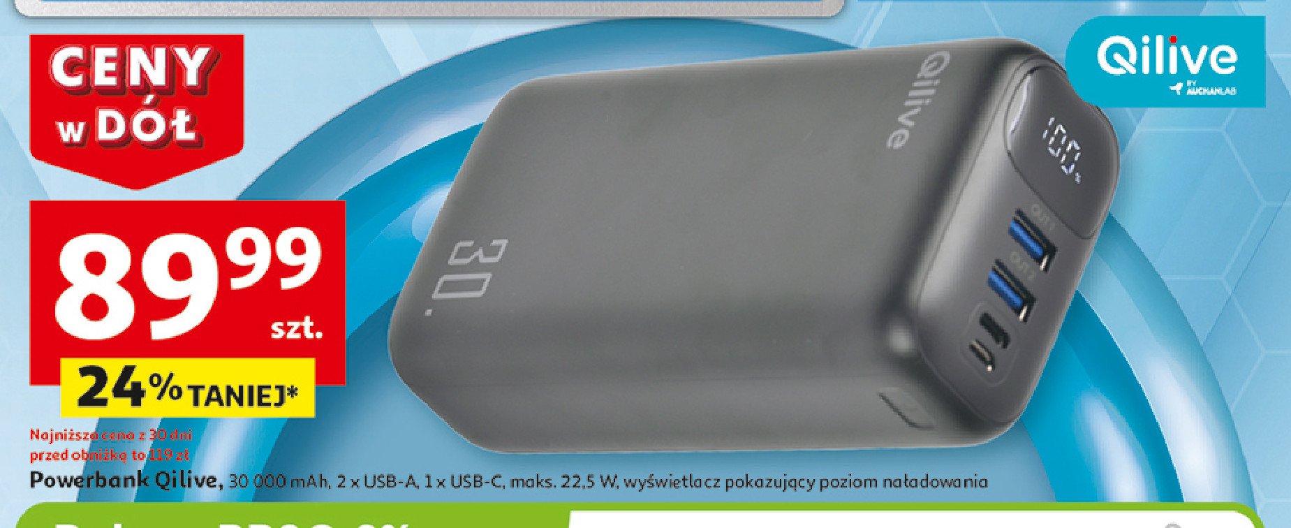 Powerbank 30000 mah Qilive promocja