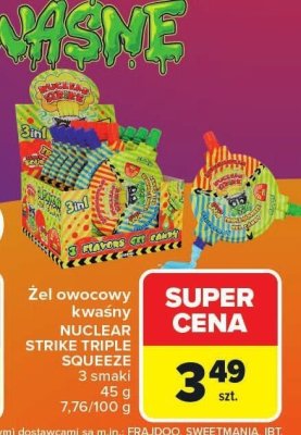 Żel owocowy kwaśny NUCLEAR STRIKE TRIPLE SQUEEZE 3 smaki 45 g Carrefour promocja w Carrefour