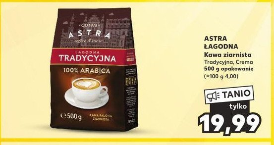 Kawa Astra łagodna 100% arabica crema Astra caffee promocja