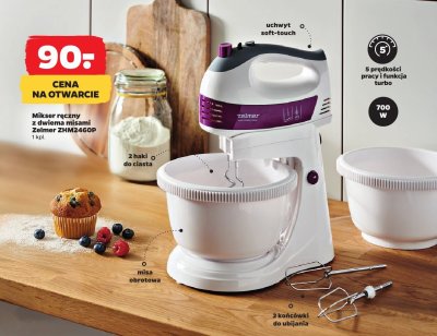 Mikser ręczny z dwiema misami Zelmer ZHM2460P promocja w Netto