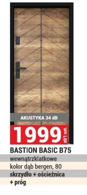 Drzwi BASTION BASIC B75 wewnątrzklatowe kolor dąb bergen, 80 skrzydło + ościeżnica + próg promocja w Merkury Market