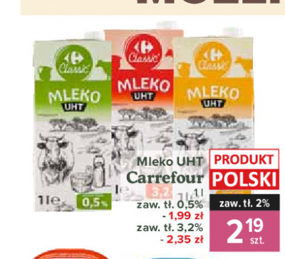 Mleko 0.5 % Carrefour promocja