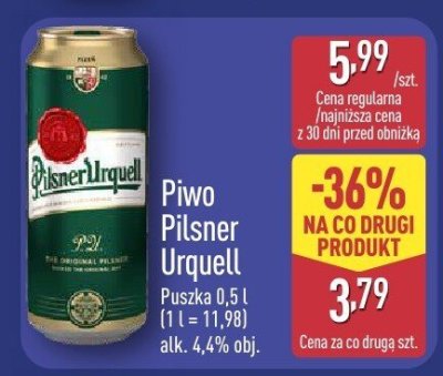 Piwo Pilsner Urquell puszka 0,5 l promocja w Aldi
