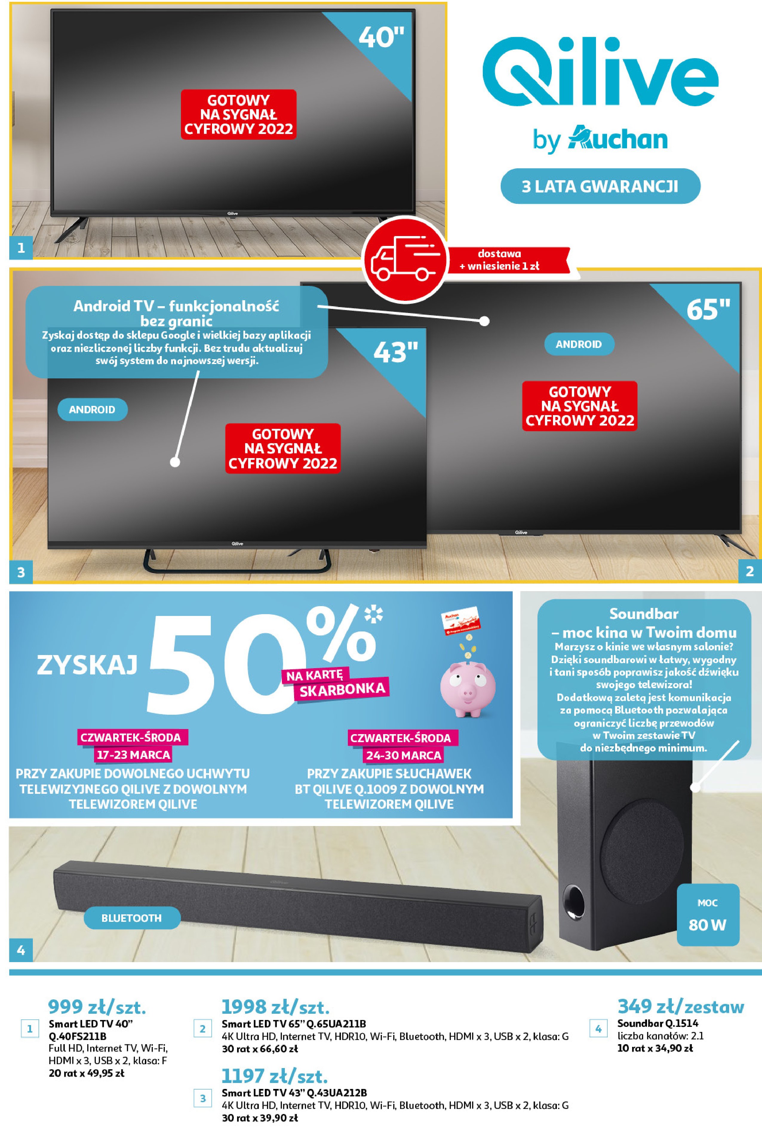 Telewizor led 40" q40fs211b Qilive promocja