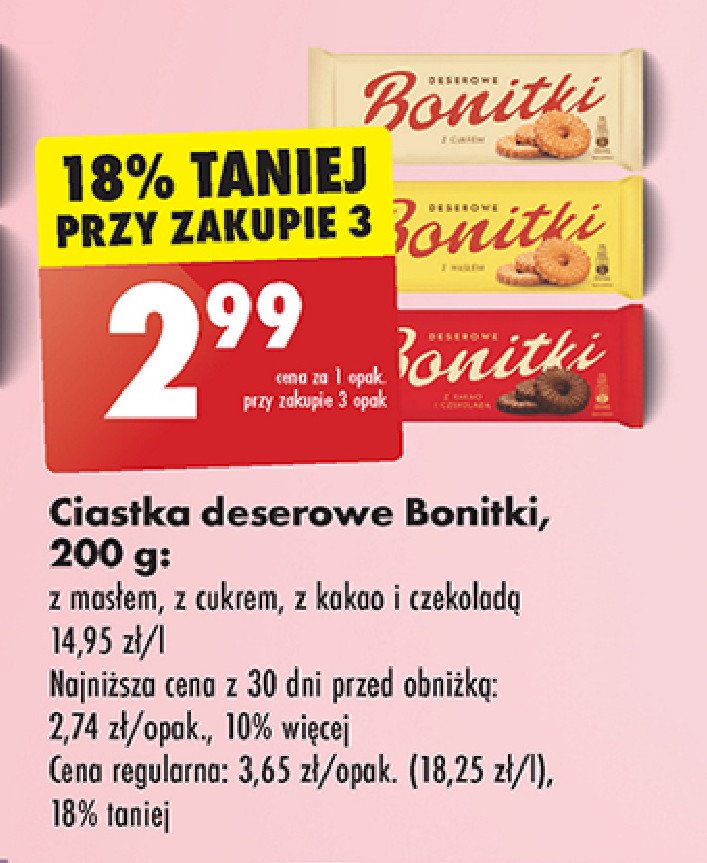 Ciastka z kakao i czekoladą Bonitki promocja