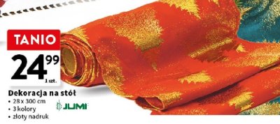 Dekoracja na stół 28x300 cm, różne kolory promocja w Intermarche