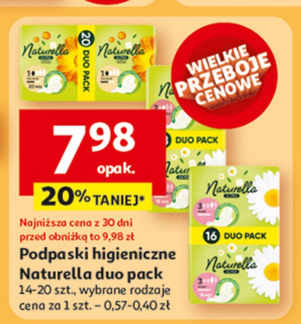 Podpaski higieniczne normal Naturella ultra promocja w Auchan