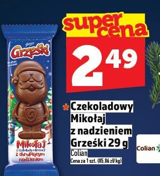 Czekoladowy Mikołaj z nadzieniem Grzeski 29 g promocja w TOPAZ