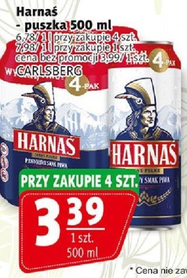 Piwo Harnaś - puszka 500 ml promocja w Prim Market