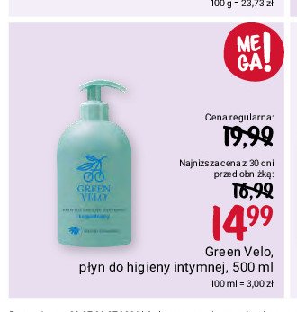 Płyn do higieny intymnej łagodzący Green velo promocja