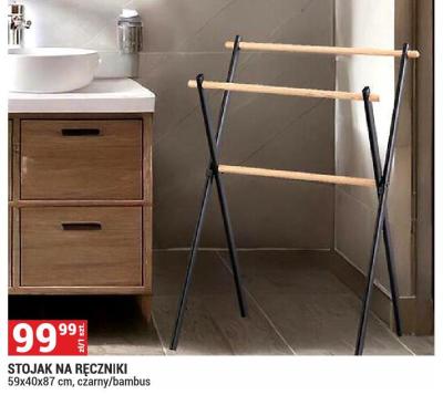 Stojak na ręczniki 59x40x87 cm, czarny/bambus promocja w Merkury Market