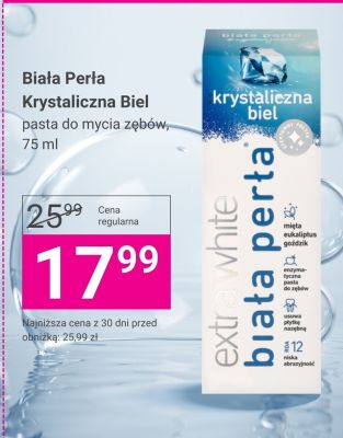 Pasta do mycia zębów Biała Perła Krystaliczna Biel promocja w Hebe
