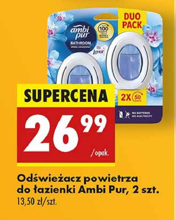 Odświeżacz powietrza lenor spring awakening Ambi pur bathroom promocja w Biedronka