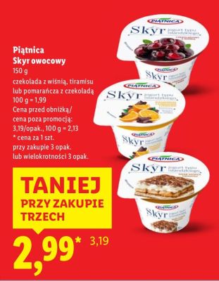 Jogurt Skyr owocowy Piątnica różne rodzaje promocja w Lidl