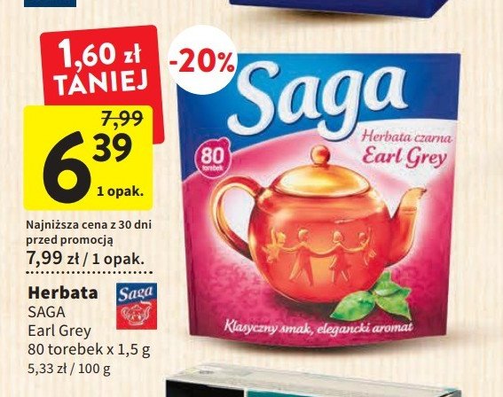 Herbata ekspresowa earl grey Saga promocja