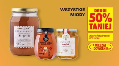 Miód wszystkie rodzaje drugi produkt -50% promocja w Biedronka