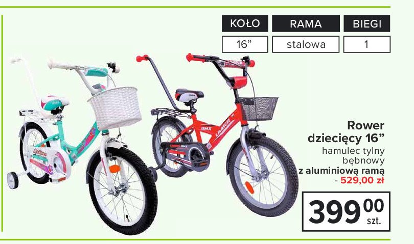 Rower dziecięcy 16'' rama aluminiowa promocja