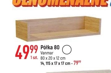 P贸艂ka wisz膮ca 80 x 20 x 12 cm Vanmar promocja