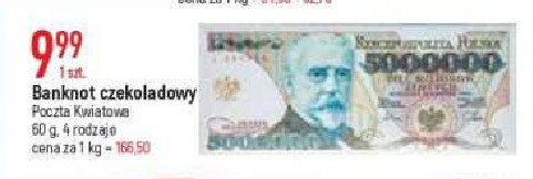 Czekolada banknot 5000000 z艂otych henryk sienkiewicz Maan promocja