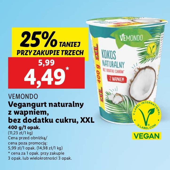 Vegangurt kokos naturalny Vemondo promocja