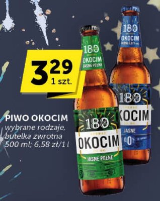 Piwo Okocim wybrane rodzaje 1 butelka zwrotna 1500 ml 6.58 zł/l promocja w Euro Sklep